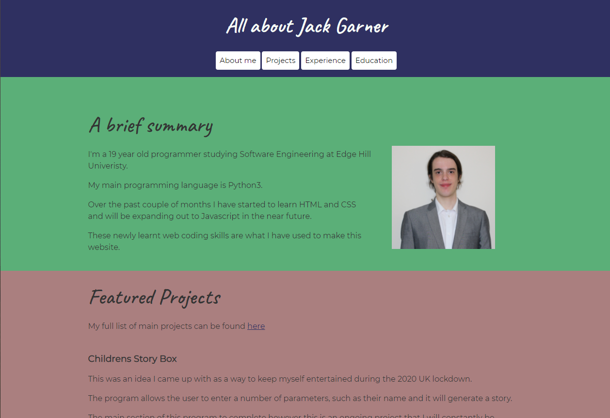 image of the first version of the all about Jack Garner website